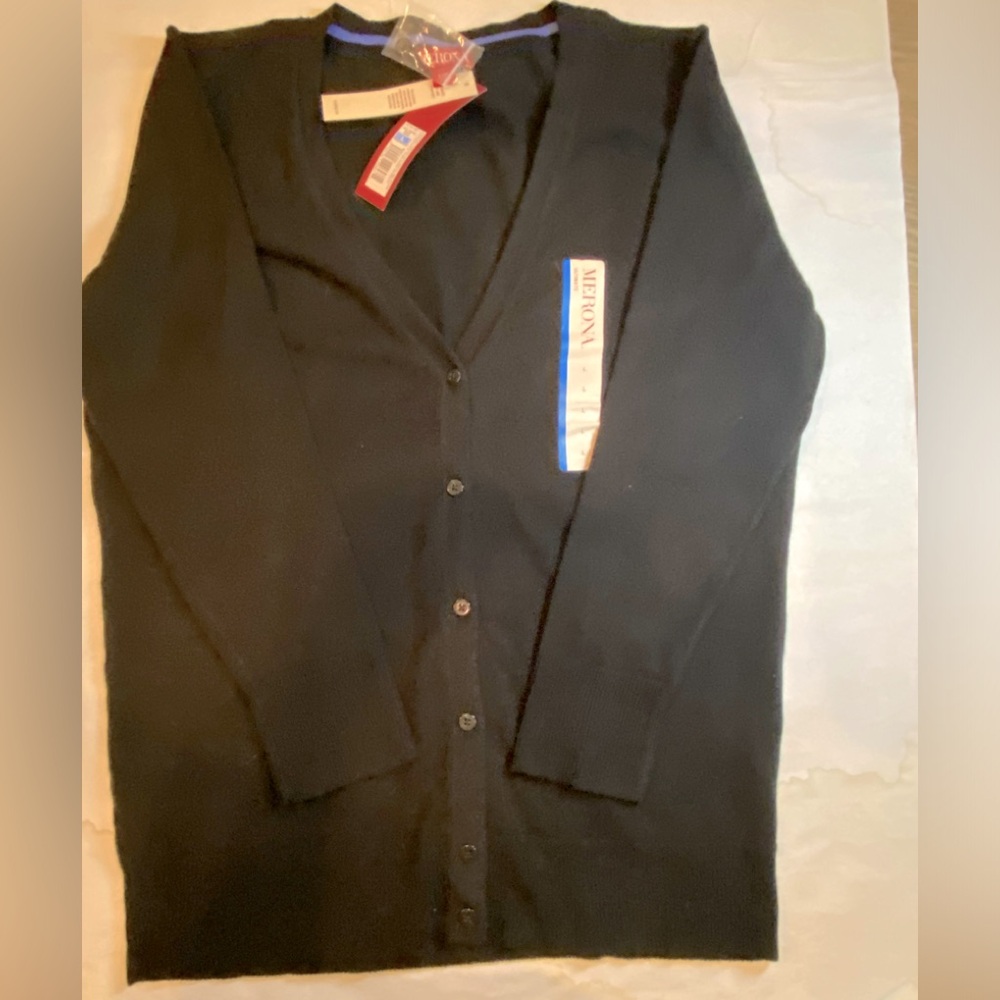 Merona Black V Neck Button Down Long Sleeve Cardigan Large